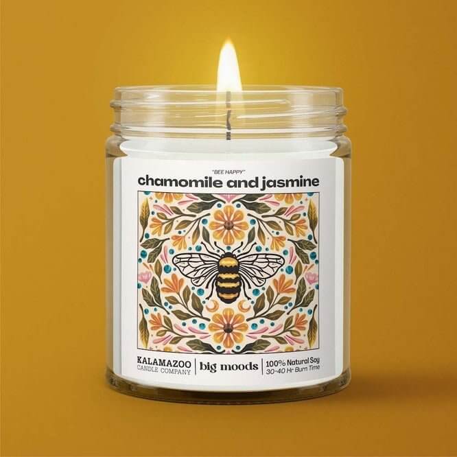 Faerie-Dust Inspiration "Bee Happy" Chamomile and Jasmine - Luxury Soy Candle - 5 oz