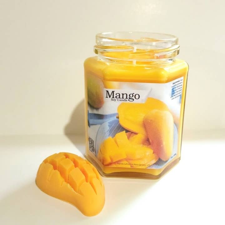 Faerie-Dust Inspiration Mango Soy Candle - Large Hex Jar 7 oz